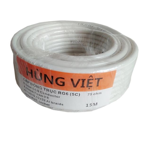 dây anten Hùng Việt dài 15 mét cho đầu thu DVB-T2 phù hợp anten có ren xoáy.