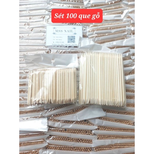 Sét 100 que gỗ, 100 que cậy móng tay, que gỗ nail