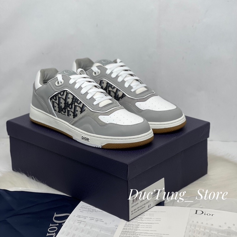 GIÀY Di.or B27 Low Sneaker Xám Grey Da Thật Lai Au [ FULL BOX CAO CẤP ]