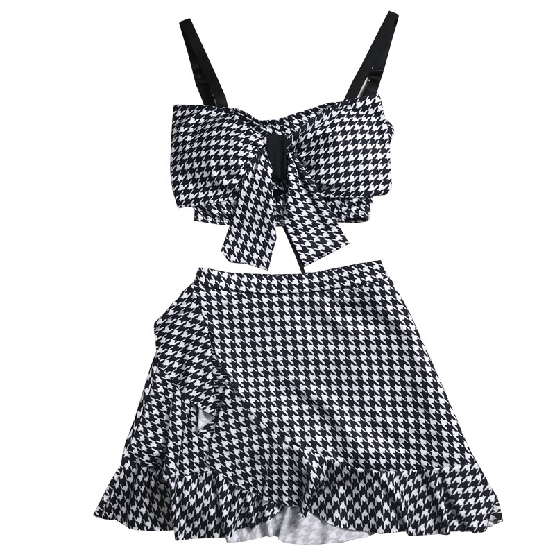 Bộ Đồ Bơi Không Tay Họa Tiết Caro Quyến Rũ Cho Nữ