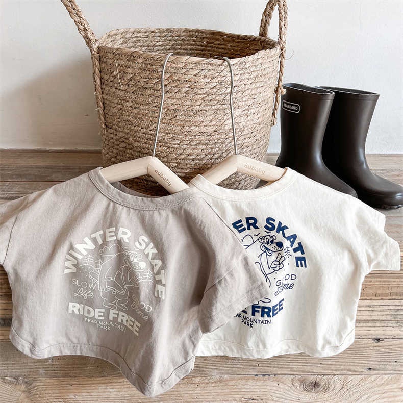 Áo Thun Tay Ngắn Bằng Cotton Thời Trang Mùa Hè Dành Cho Trẻ Em