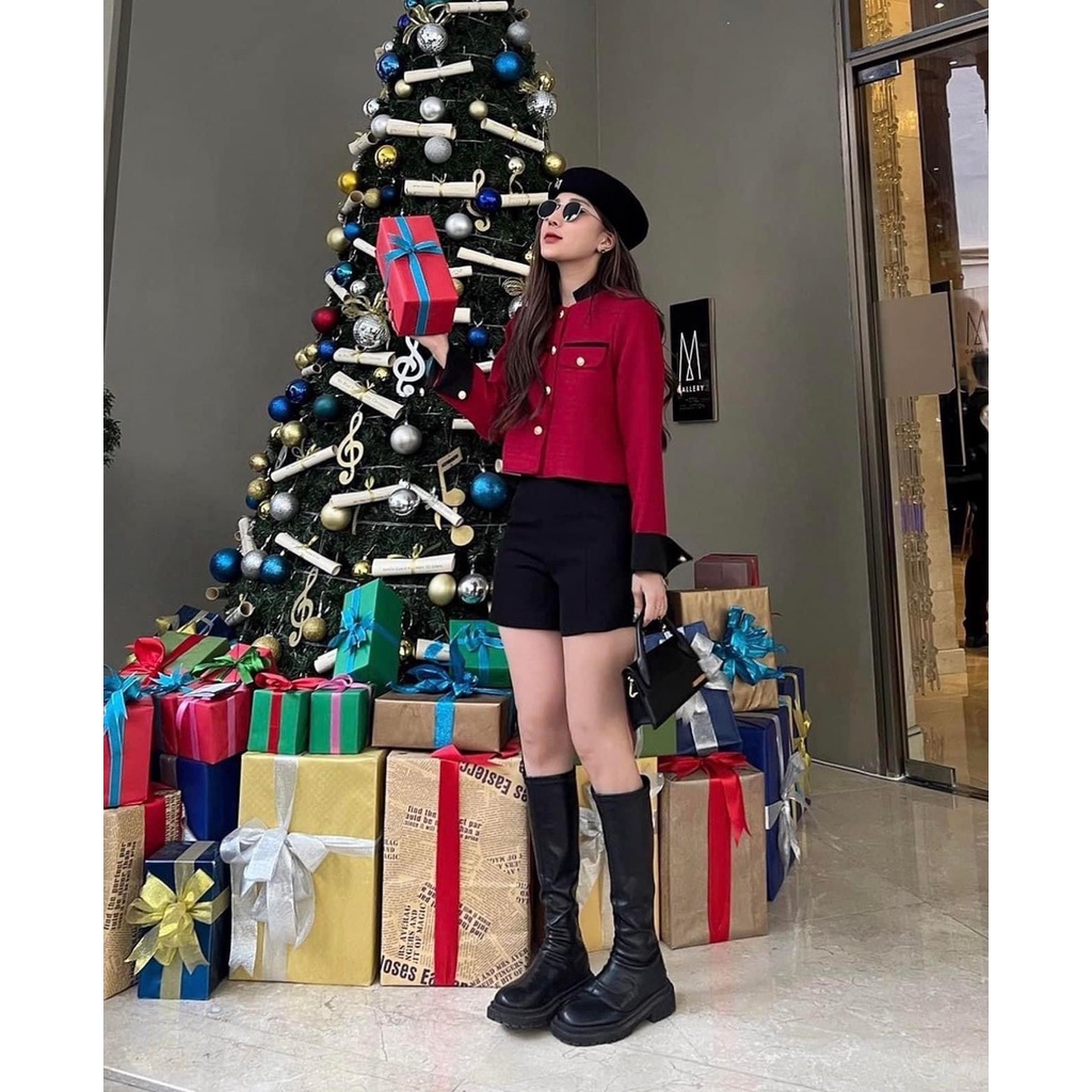 Áo dạ 2 lớp viền cổ đen Tay sơ mi có thể tháo được | BigBuy360 - bigbuy360.vn