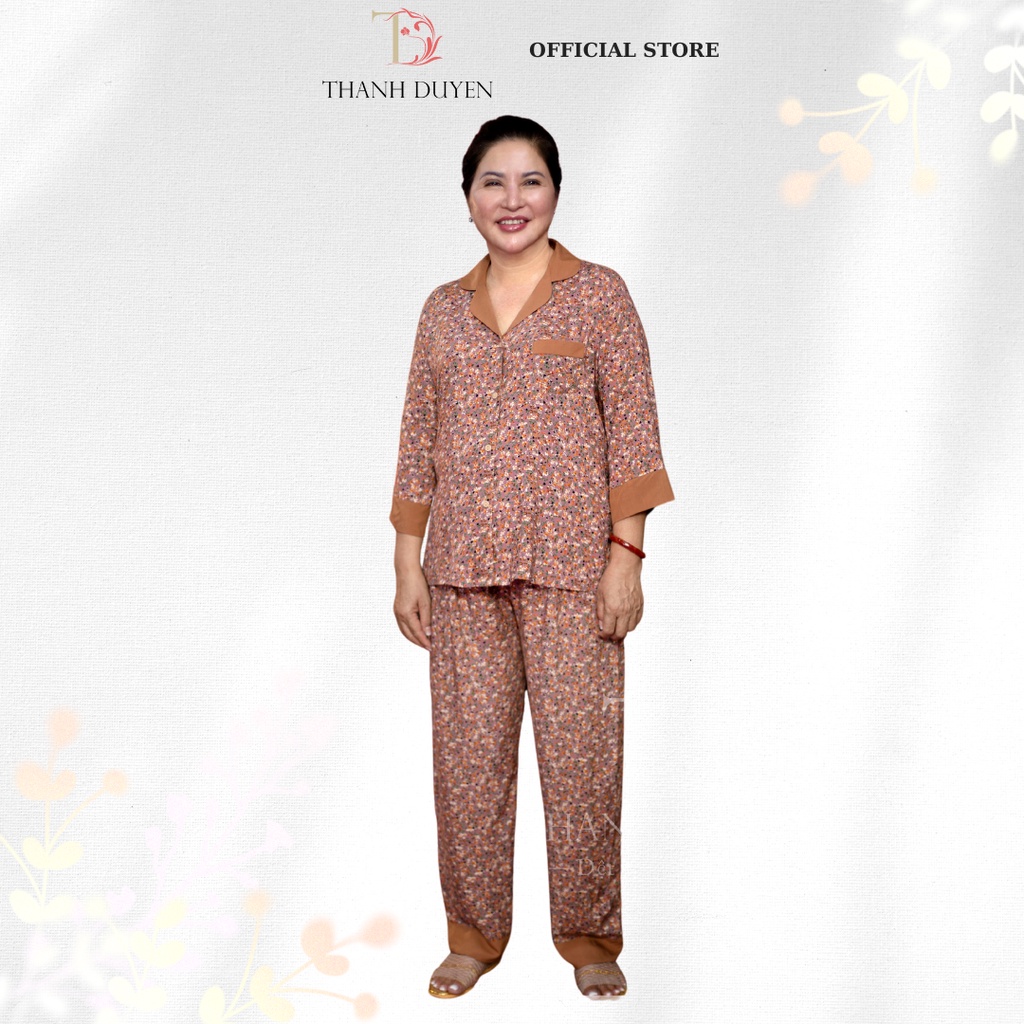 Đồ bộ Tole nữ trung niên mặc nhà Thành Duyên pyjama, tay lỡ dài, thoáng mát, không rút - 1632TLD(11-22)