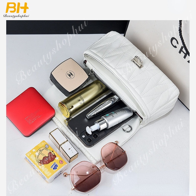 Túi Đeo Vai Bằng Da Mềm Đính Đá Phối Dây Xích Thời Trang 2022