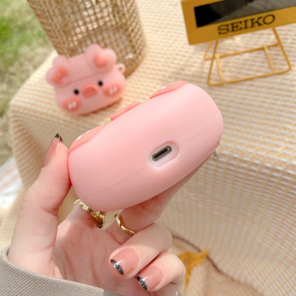 Vỏ Bảo Vệ Hộp Sạc Tai Nghe Airpods 1 2 3 Pro Airpods3 I12 i13 Inpods 12 13 Pro TWS Hình Chú Heo Hồng Trái Tim 3D Dễ Thương