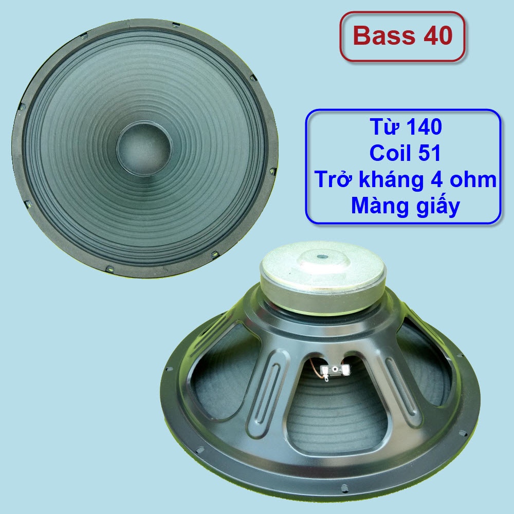 [ĐTĐP]Cặp loa Bass 40 cho Mạch loa kéo công suất lớn 200W 8Ohm 300W 4Ohm