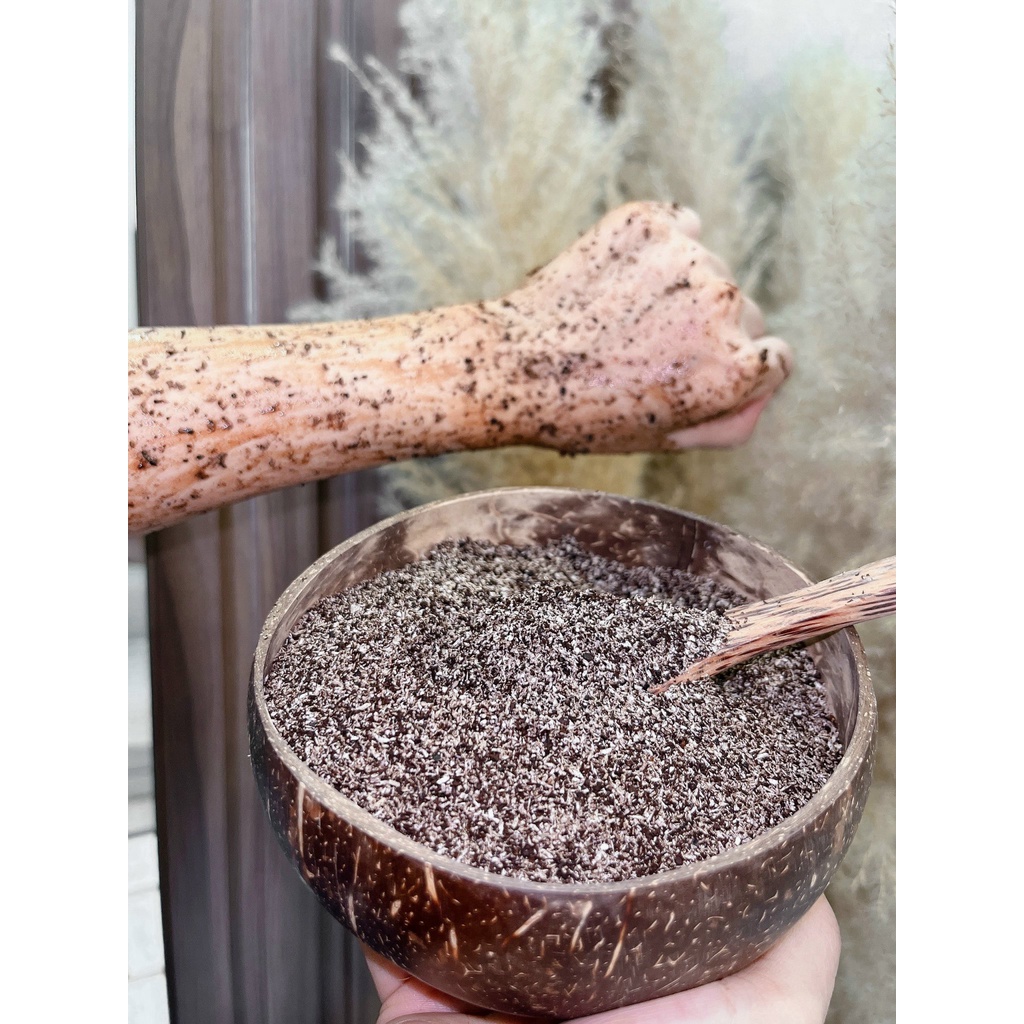 Tẩy tế bào chết toàn thân handmade DOUDOU Chiết xuất cafe nguyên chất cơm dừa thành phần tự nhiên gói chiết 100gram