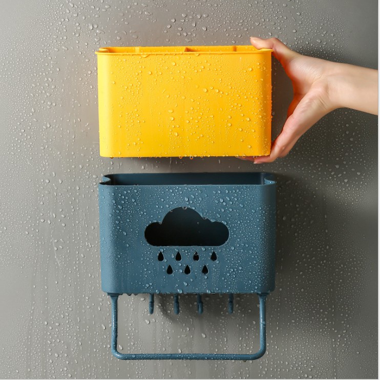 Kệ Đựng Muỗng Đũa Dán Tường kèm Móc Và Thanh Treo khăn thông minh