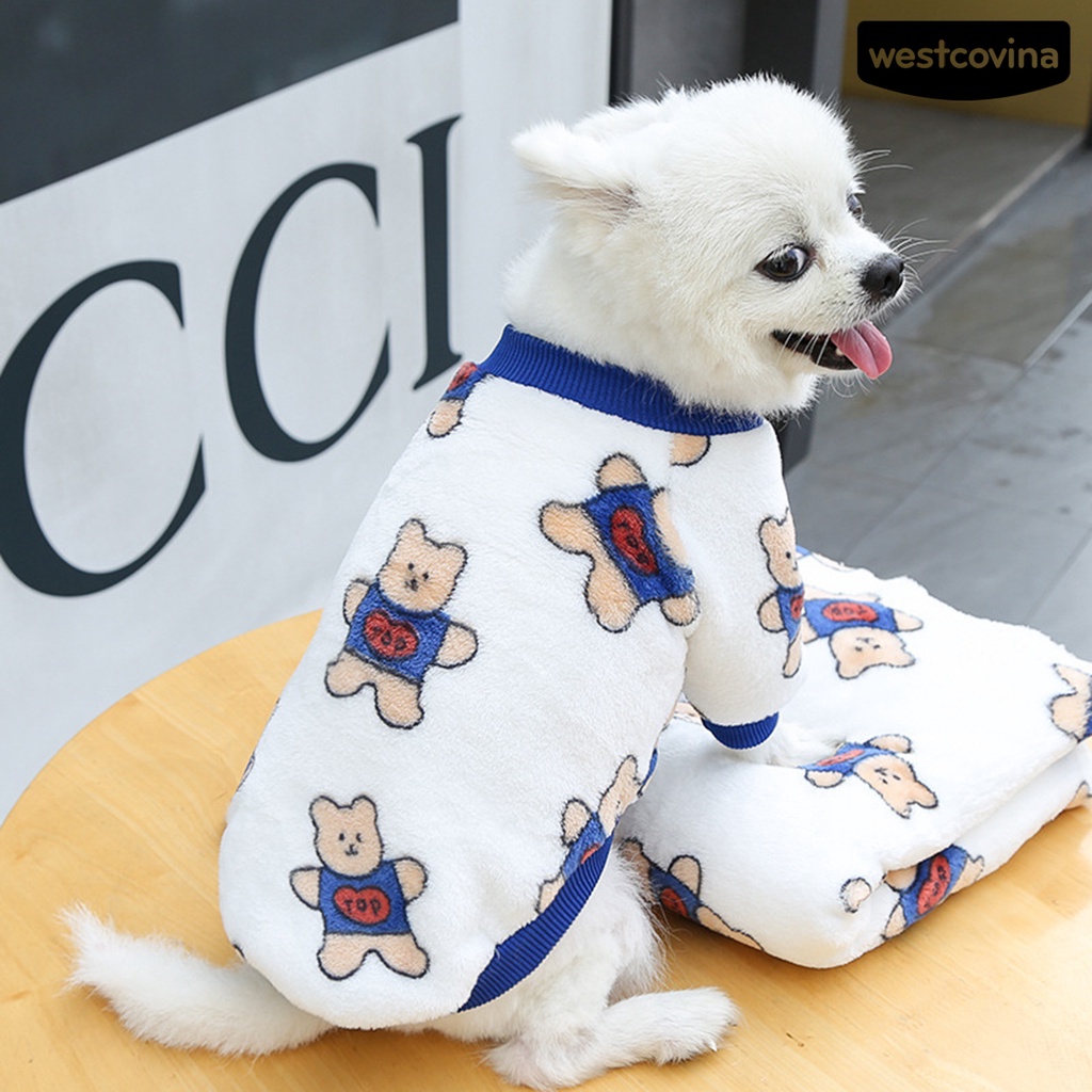 [COD]♘Trang Phục Giữ Ấm Co Giãn Tốt Họa Tiết Động Vật Hoạt Hình Cho Thú Cưng