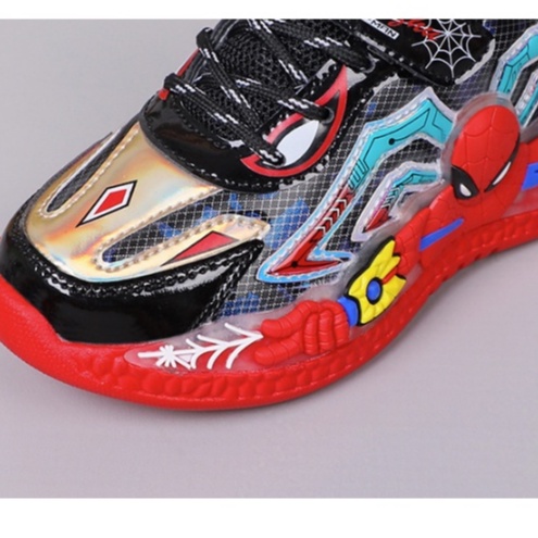 Giày siêu nhân bé trai có đèn, giày đèn Led phát sáng phong cách thể thao, giày nhện cho bé trai 2-10 tuổi