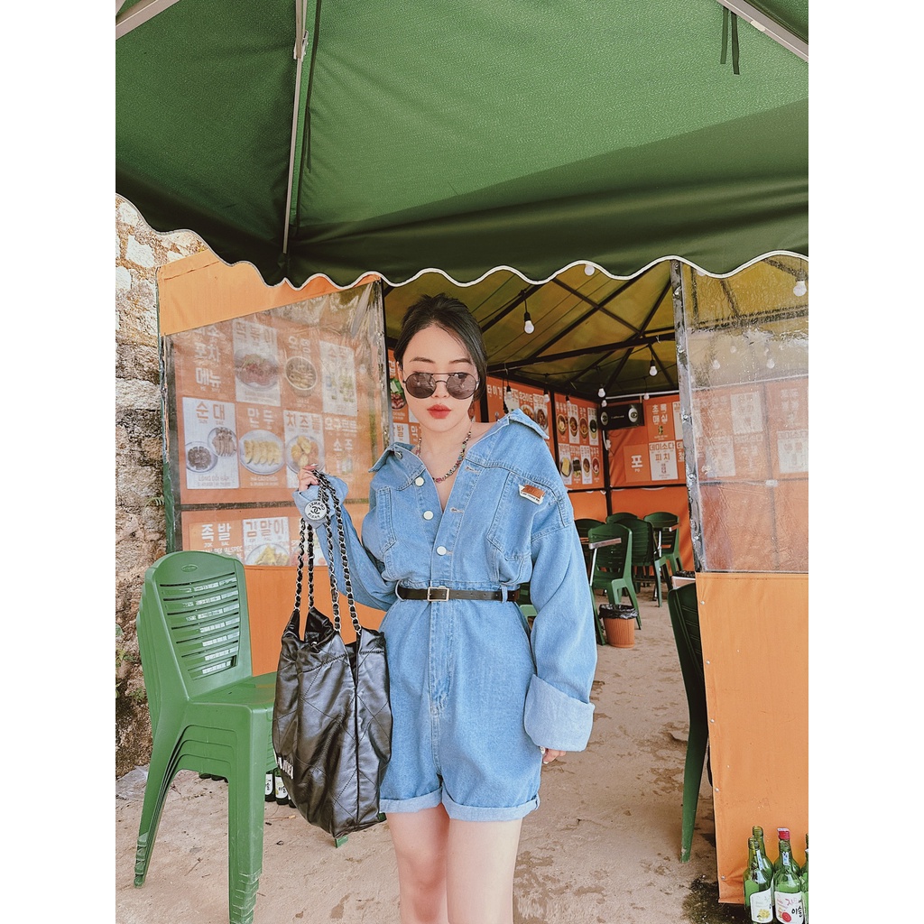 Jum jean tay dài kèm be.lt da