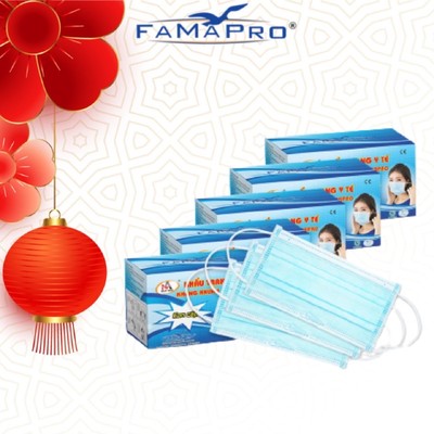 [COMBO 5 hộp] Khẩu trang y tế 4 lớp  Cô Gái Famapro hộp 50cai
