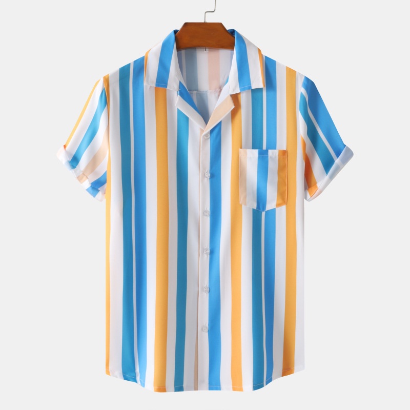 Áo Sơ Mi Tay Ngắn Kẻ Sọc In Hoa Dáng Chữ A Thời Trang Đi Biển Hawaii 09 cuban shirt áo sơ mi nam sơ mi nam áo sơ mi nam ngắn tay áo dài tay nam áo sơ mi nam dài tay áo sơ mi trắng nam sơ mi nam tay ngắn áo evisu áo khoác sơ mi áo s