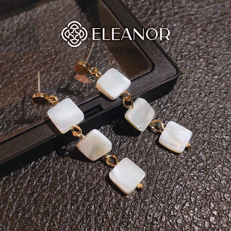 Bông tai nữ dáng dài Eleanor Accessories thiết kế phối hình vuông phụ kiện trang sức cá tính