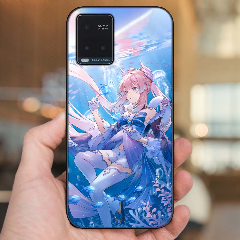 Ốp lưng Vivo Y21s, Y33s viền đen in hình Sangonomiya Kokomi Genshin Impact