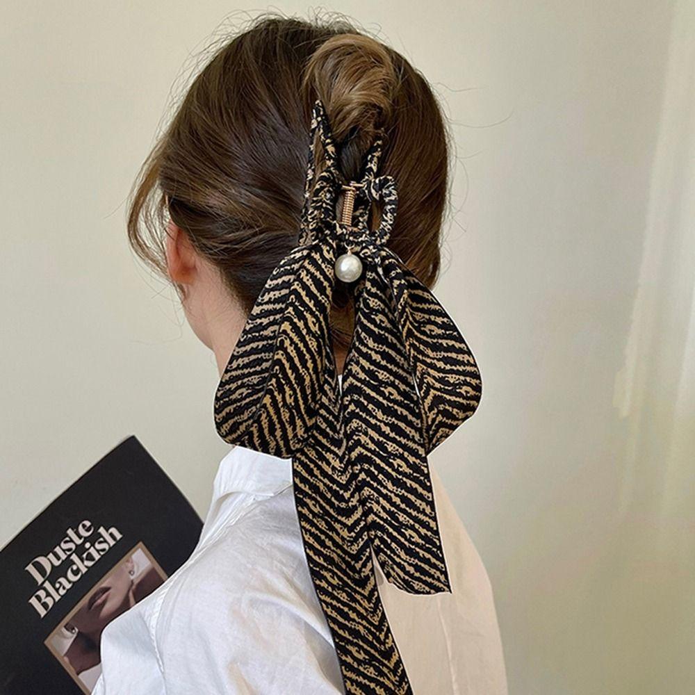 TWINKLE Kẹp Tóc Nơ Họa Tiết Kẻ Sọc Phối Tua Rua Dễ Thương Cho Nữ