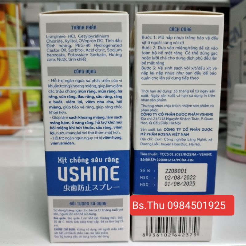 Xịt chống sâu răng Vshine 30ml hỗ trợ bảo vệ răng miệng, giúp làm sạch