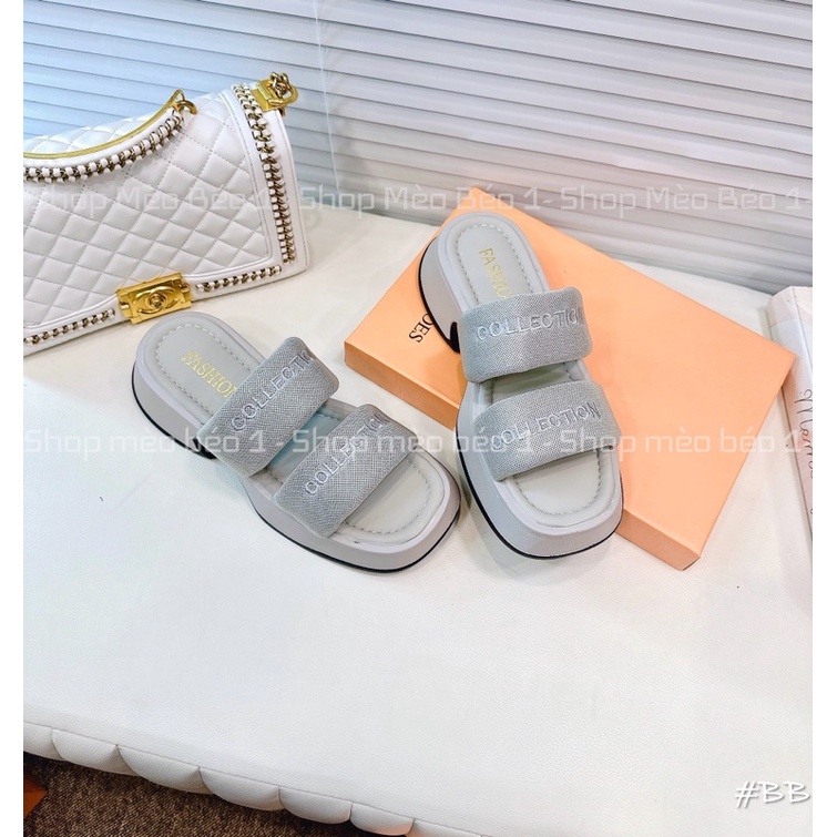 Dép hai quai đế bánh mỳ xuồng loe fullbox hàng quảng châu cao cấp