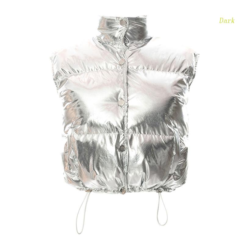Áo Khoác Phao Không Tay Có Nón Trùm Bằng Polyester Màu Sắc Tươi Sáng Thời Trang Mùa Đông Dành Cho Nữ
