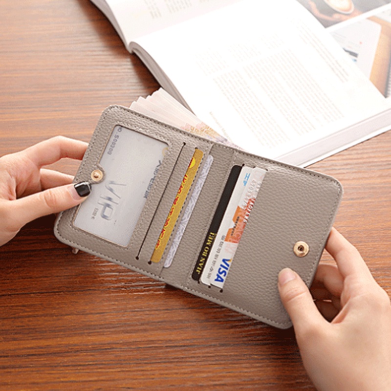 Ví da IELGY mềm cỡ mini mỏng có khóa kéo thời trang cho nữ