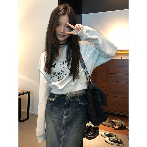 Áo Khoác Lông Ngắn Dáng Rộng In Hình Bướm Kiểu Vintage Thời Trang Mùa Thu Cho