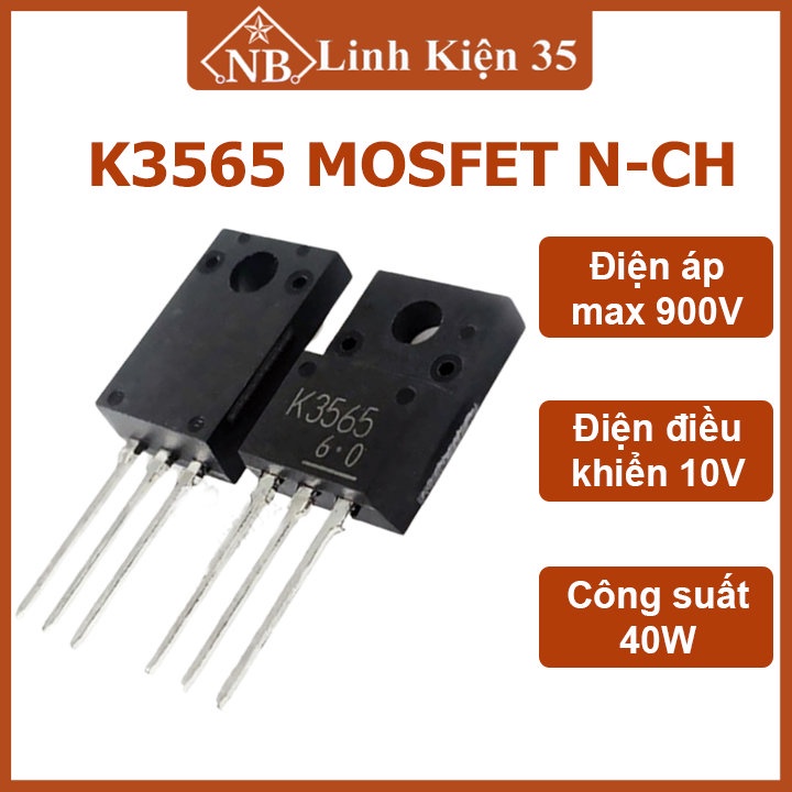 Linh kiện điện tử K3565 Mosfet 3 chân cắm GDS 5A/900V N-CH