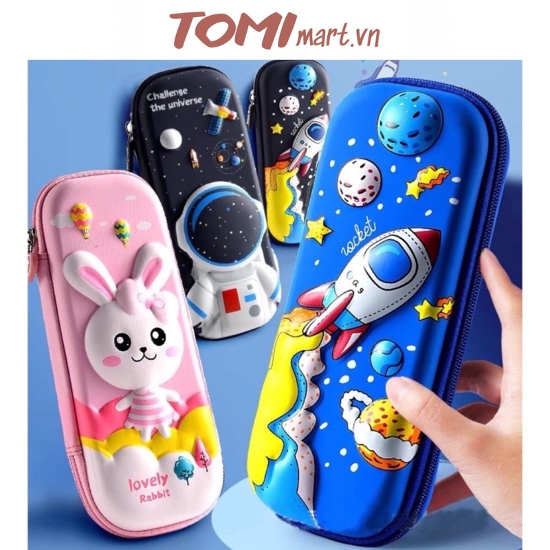 Hộp Bút Bóp Viết TOMI Bọc Vải 3D Nổi Nhiều Hoạ Tiết Dễ Thương Cho Bé 03