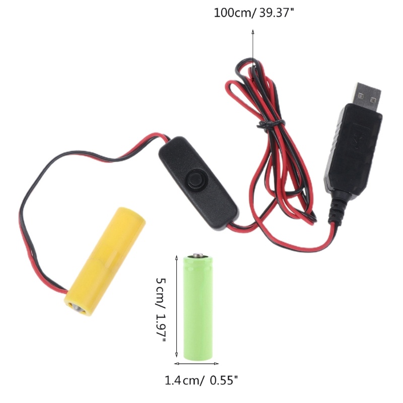 Cáp Chuyển Đổi USB Sang 3V 2x1 5V LR6 AA Có Công Tắc Bật / Tắt Cho Đèn LED / Radio Điều Khiển Từ Xa