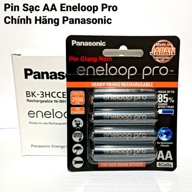 Pin Sạc AA Panasonic Eneloop Pro/ BK-3HCCE Vỉ 4 Viên