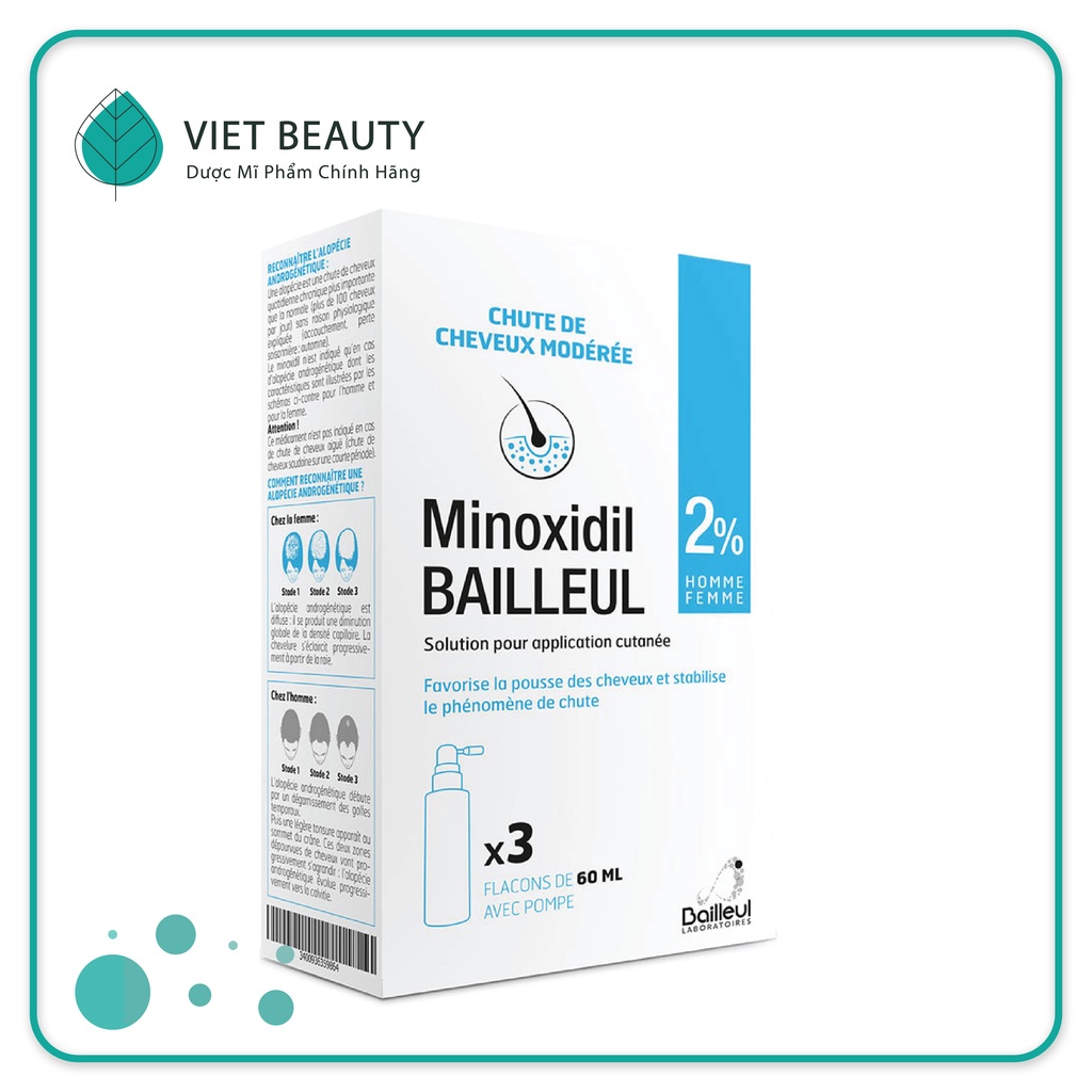 Xịt mọc tóc Minoxidil Bailleul 2% - NHẬP KHẨU PHÁP - NGĂN RỤNG TÓC, KÍCH THÍCH MỌC TÓC 1 lọ lẻ
