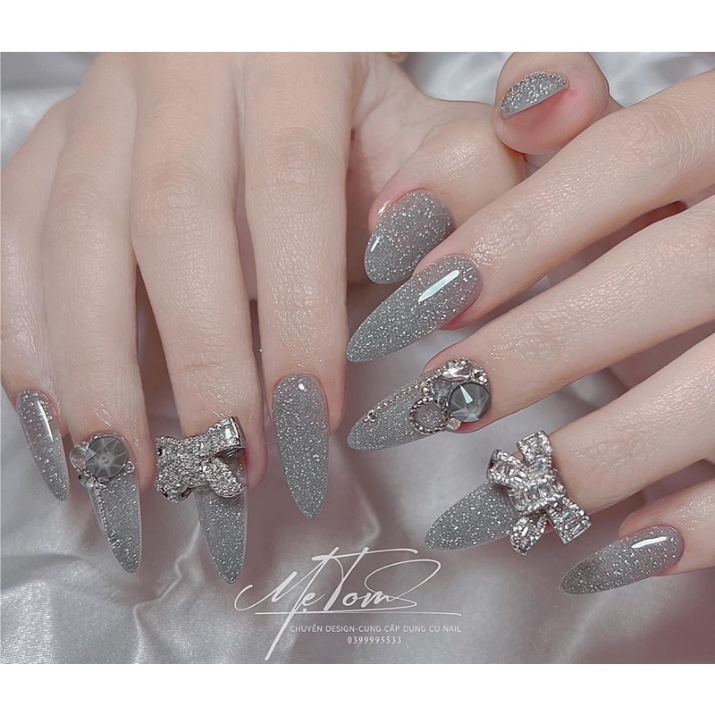 Charm gấu nơ đính đá size to cao cấp