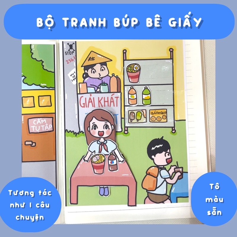 Bộ Tranh Đồ Chơi Giấy Cô Tiên Xanh Búp bê giấy