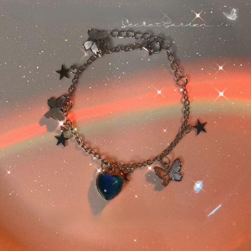 Vòng Tay Dây Đôi Mặt Hình Bướm Thay Đổi Màu Sang Trọng Phong Cách Trung Hoa