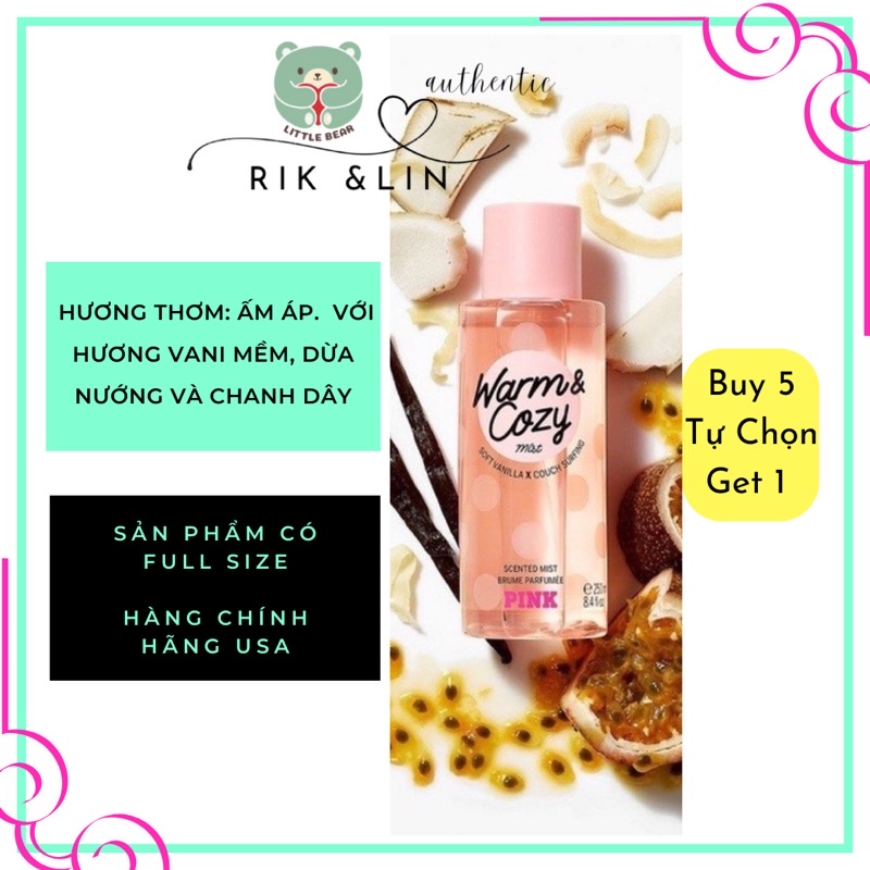 Auth USA _ WARM COZY |WARM COZY SHIMMER - Xịt Thơm Body Mist Victoria’s Secret