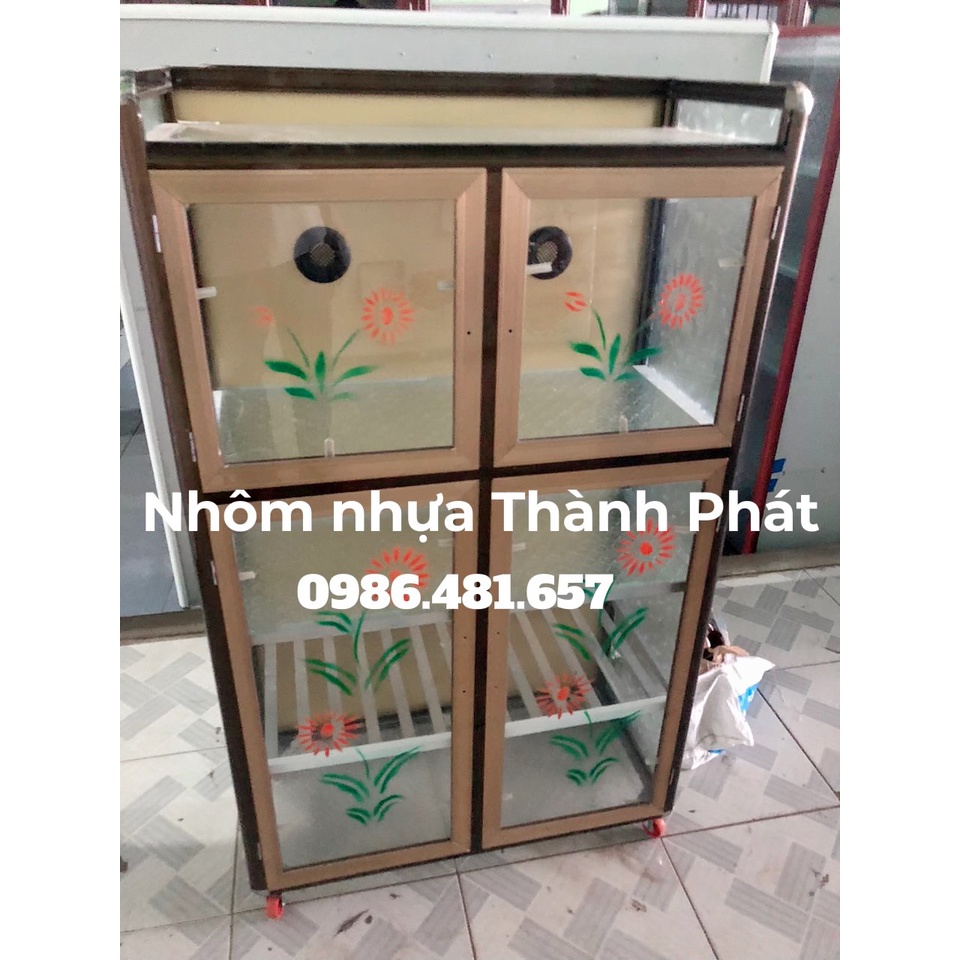 TỦ CHÉN NHÔM KÍNH MÀU NÂU 4 NGĂN