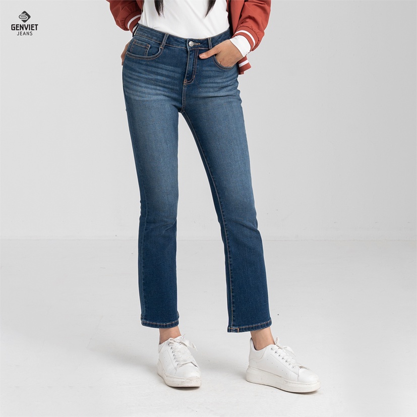Quần Jeans Nữ Genviet Ống Loe Vẩy TQ110J2314