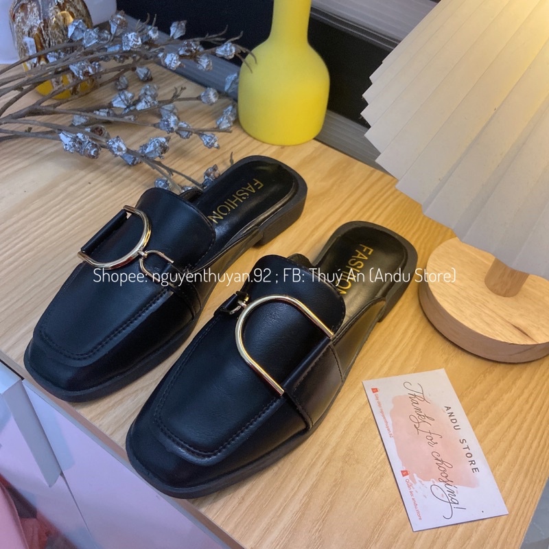 Sục hài búp bê nữ gót 2cm⚡️Andu Store⚡️ Sục da nữ QC