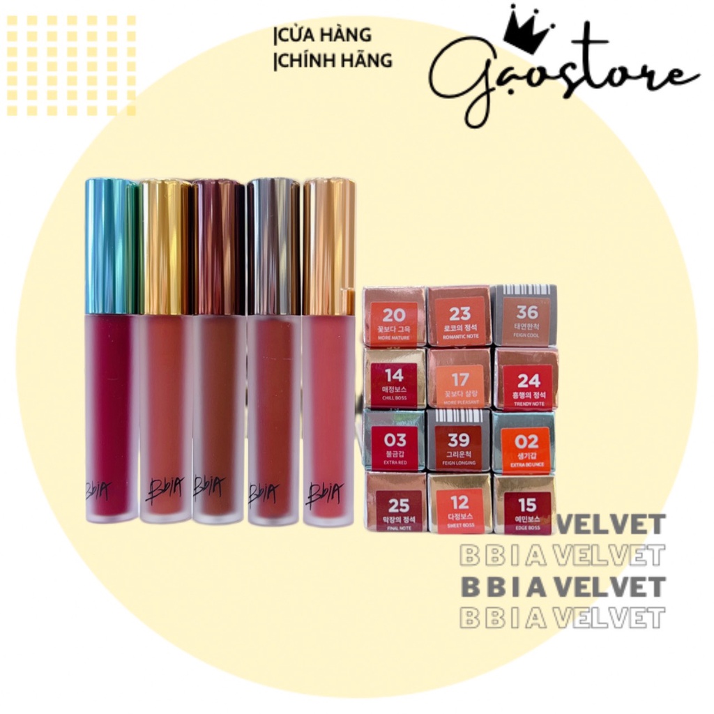 Son kem Bbia Last Velvet Lip Tint Full màu