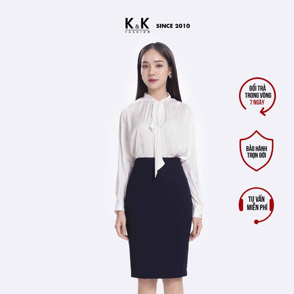 Áo Sơ Mi Công Sở Nữ Phối Nơ K&K Fashion ASM10-30 Chất Liệu Lụa Gãy