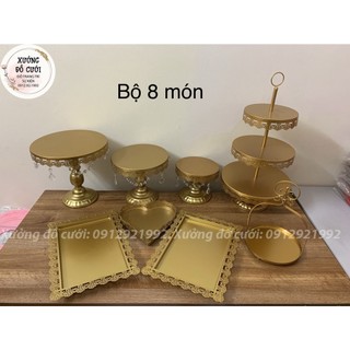 🍰 Bộ Khay Bánh 8 Món (Màu Trắng/Gold) 🍰