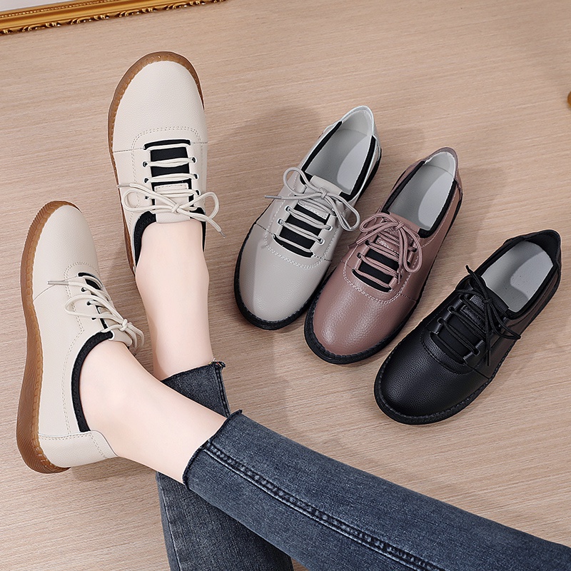 Giày nữ Giày nữ 4 màu giày dép thoải mái giày lười da thật giày mẹ giày mẹ Giày phẳng Giày dép Cỡ giày bình thường: 35-41