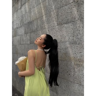 Lana Dress - Đầm suông maxi dài hở lưng cột dây 3 màu Xanh bơ/Kem nâu/Cam - Morri Club