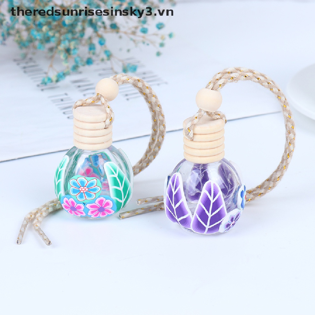 1 Lọ Thủy Tinh Rỗng Đựng Hoa / Nước Hoa Treo Xe Hơi / Nhà Cửa Nhiều Màu Sắc Có Móc Khóa