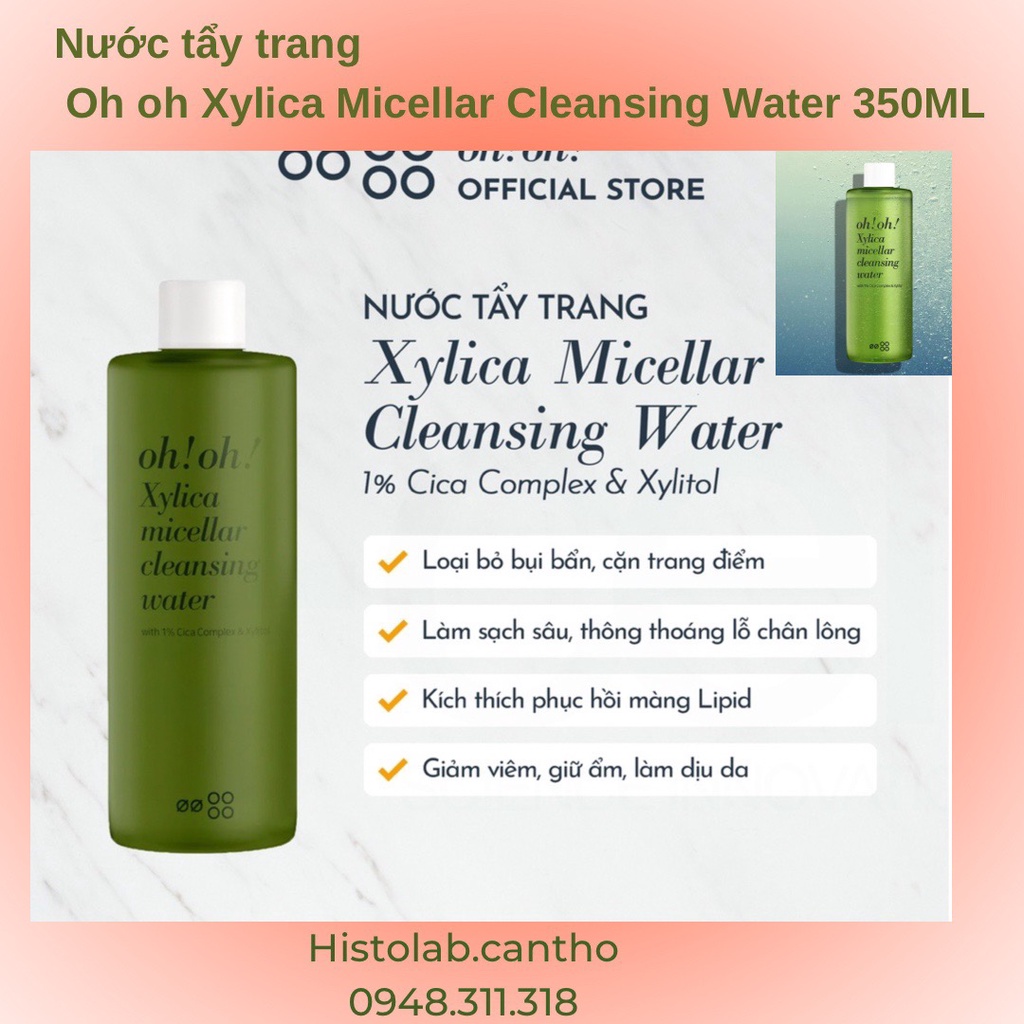 Nước Tẩy Trang Chuyên Sâu Phục Hồi Màng Ẩm Lipid oh!oh! Xylica Micellar Cleansing Water 350ml
