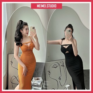 Đầm 2 dây Naomi nơ ngực, dáng ôm, chất vải co giãn thoải mái, mặc đi chơi, đi tiệc | XTV07 | MeiMei Studio