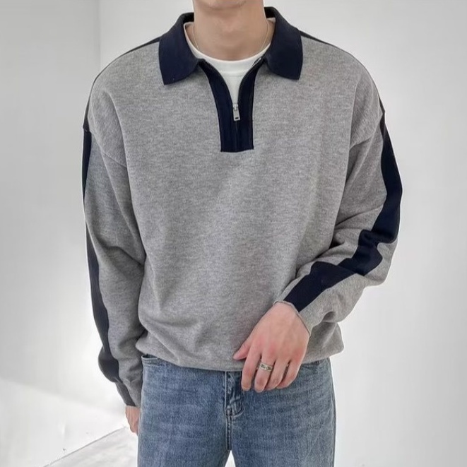 Áo Thun polo Dài Tay Có Khóa Kéo Phối Màu Sắc Đa Dạng Thời Trang Mùa Hè Cho Nam Cỡ M-3xl