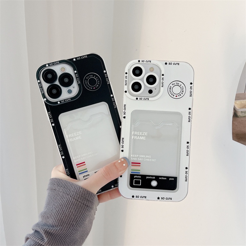 Ốp Điện Thoại Mềm Chống Sốc Kiểu Máy Ảnh Cho iPhone 11 12 13 14 Pro XS Max X Mini 7 8 Plus Giá Đỡ