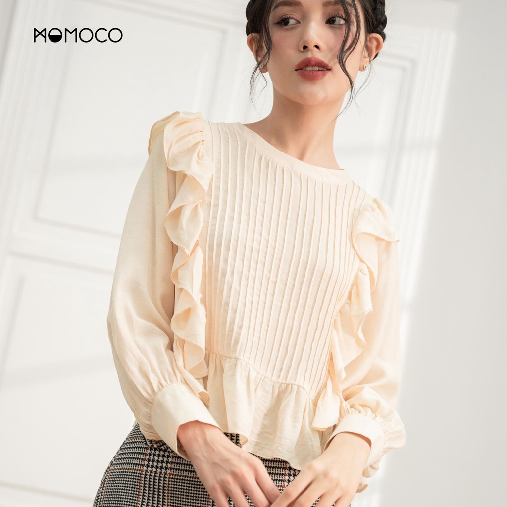 Áo Sơ Mi Dài Tay MOMOCO Cổ 3cm Mí Trước Chất Liệu Đũi Lanh Mềm Mại M2918
