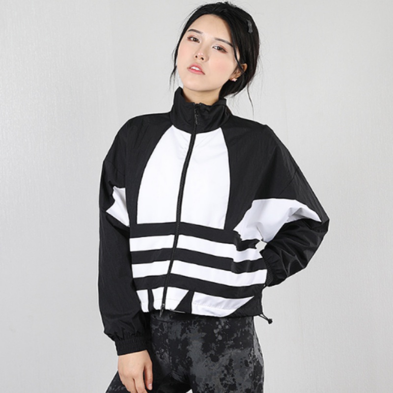 Áo Khoác Thể Thao Adidas 100% Vải Dệt Mỏng Cổ Đứng Cá Tính Cho Nữ