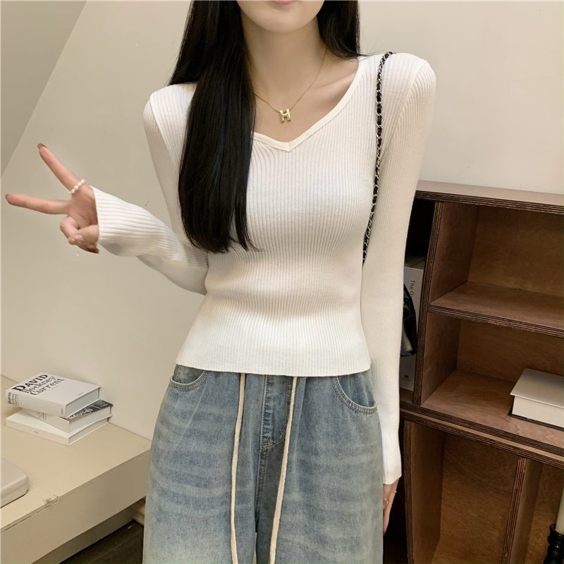 Áo Len Tay Dài Màu Sắc Đơn Giản Thời Trang Dành Cho Nữ